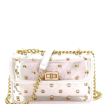 Fashionable Studded Transparent Clear 2 in 1 Shoulder Bag MH-PPC6351