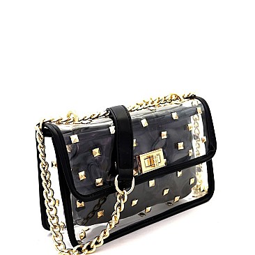 Fashionable Studded Transparent Clear 2 in 1 Shoulder Bag MH-PPC6351