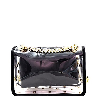 Fashionable Studded Transparent Clear 2 in 1 Shoulder Bag MH-PPC6351