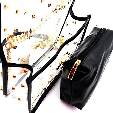 Fashionable Studded Transparent Clear 2 in 1 Shoulder Bag MH-PPC6351