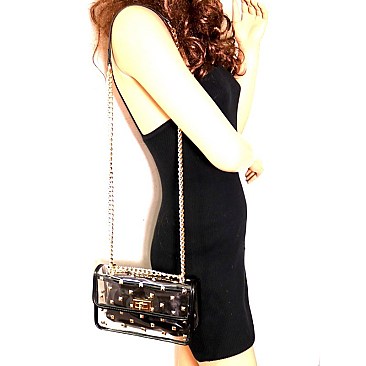 Fashionable Studded Transparent Clear 2 in 1 Shoulder Bag MH-PPC6351