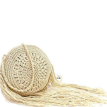 Fringe Accent Knitted Round Cross Body MH-PPC6376