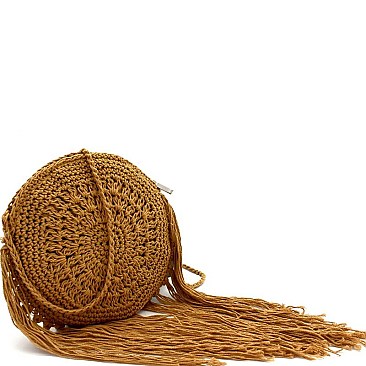 Fringe Accent Knitted Round Cross Body MH-PPC6376