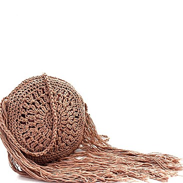 Fringe Accent Knitted Round Cross Body MH-PPC6376