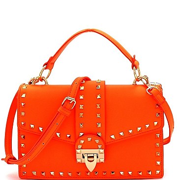 MEDIUM FLAP STUDDED SATCHEL
