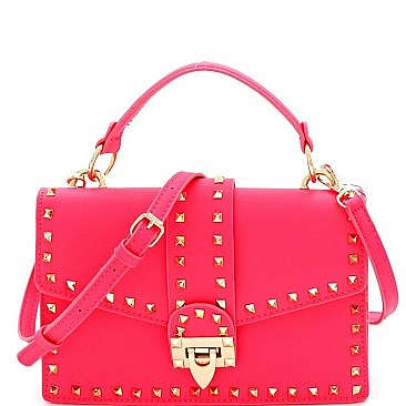 MEDIUM FLAP STUDDED SATCHEL