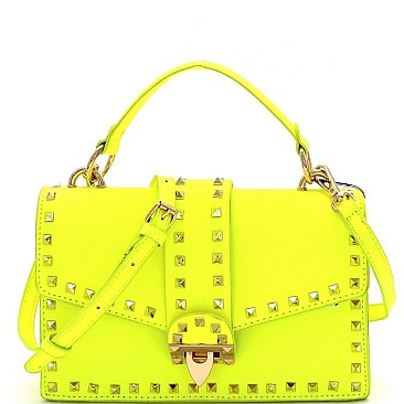 MEDIUM FLAP STUDDED SATCHEL