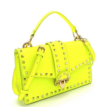 MEDIUM FLAP STUDDED SATCHEL