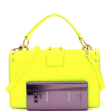 MEDIUM FLAP STUDDED SATCHEL