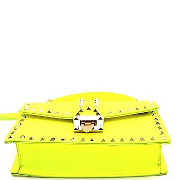 MEDIUM FLAP STUDDED SATCHEL