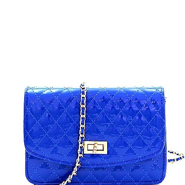 Quilted Turn-lock Patent Chain Shoulder Bag  MH-PPC6457