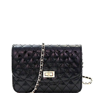 Quilted Turn-lock Patent Chain Shoulder Bag  MH-PPC6457
