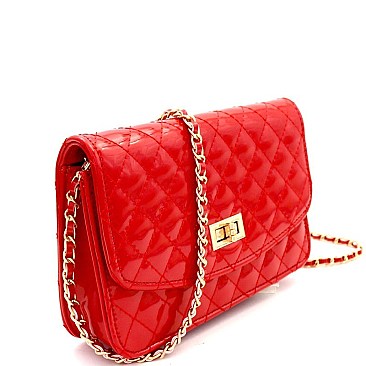 Quilted Turn-lock Patent Chain Shoulder Bag  MH-PPC6457