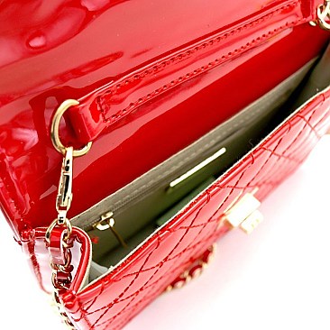 Quilted Turn-lock Patent Chain Shoulder Bag  MH-PPC6457