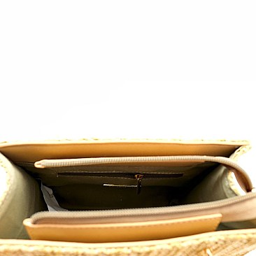 Woven Straw Bamboo Handle Boxy Shoulder Bag MH-PPC6466