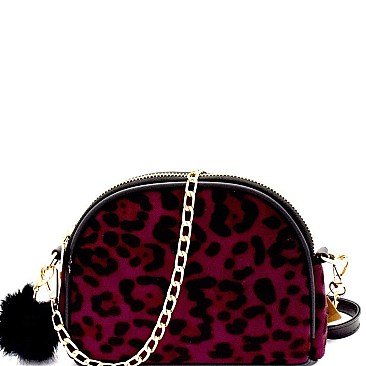 Pom Pom Accent Leopard Print Cross Body MH-PPC6487