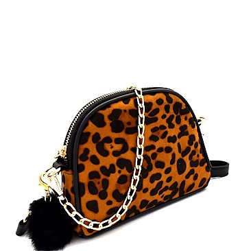 Pom Pom Accent Leopard Print Cross Body MH-PPC6487