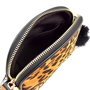 Pom Pom Accent Leopard Print Cross Body MH-PPC6487