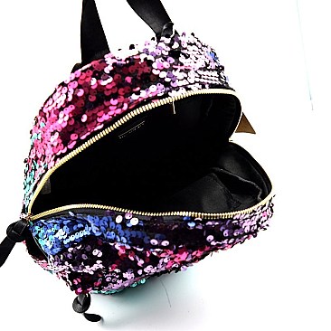 PPC6518-LP Multi-colored Sequin Accent Flashy Fashion Backpack