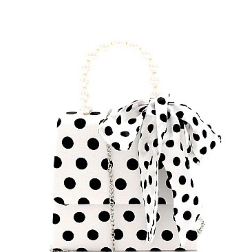 POLKA DOT SATCHEL WITH PEARL HANDLE