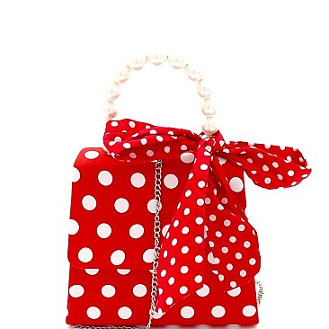 POLKA DOT SATCHEL WITH PEARL HANDLE