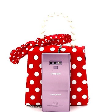 POLKA DOT SATCHEL WITH PEARL HANDLE