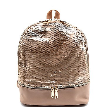 PPC6524-LP Sequin Accent Zipper Bottom Fashion Backpack