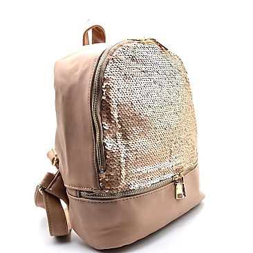 PPC6524-LP Sequin Accent Zipper Bottom Fashion Backpack