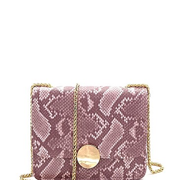 CHAIN STRAP SNAKE PRINT SHOULDER BAG