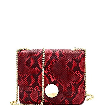 CHAIN STRAP SNAKE PRINT SHOULDER BAG