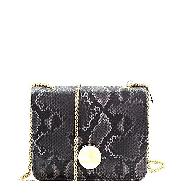CHAIN STRAP SNAKE PRINT SHOULDER BAG