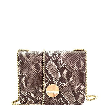 CHAIN STRAP SNAKE PRINT SHOULDER BAG