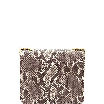 CHAIN STRAP SNAKE PRINT SHOULDER BAG