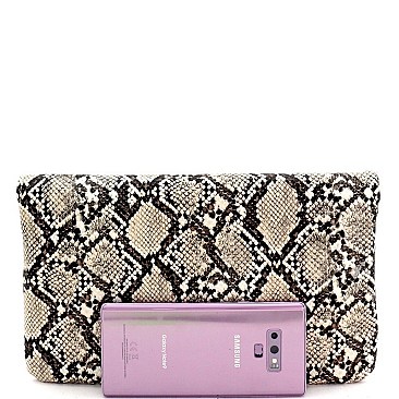 FLAP CLUTCH SNAKE PRINT WITH CHAIN STRAP