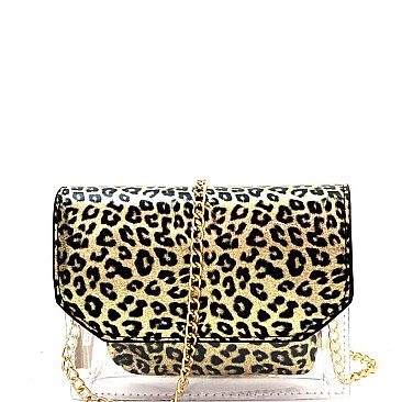 Transparent Clear Leopard Print 2 in 1 Flap Shoulder Bag  MH-PPC6580
