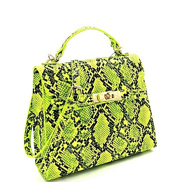Snake Print Turn-Lock Medium 2Way Bag