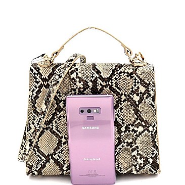 Snake Print Turn-Lock Medium 2Way Bag