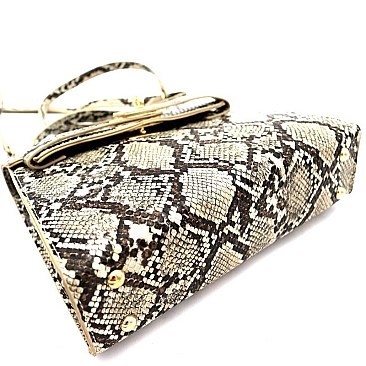 Snake Print Turn-Lock Medium 2Way Bag