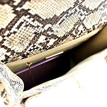 Snake Print Turn-Lock Medium 2Way Bag