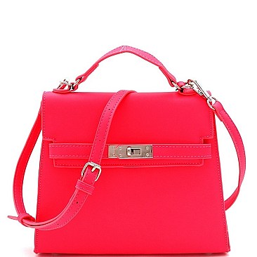 NEON TURN-LOCK ACCENT SATCHEL