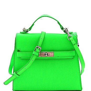 NEON TURN-LOCK ACCENT SATCHEL