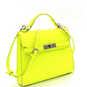 NEON TURN-LOCK ACCENT SATCHEL