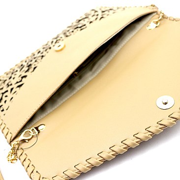 Tassel Accent Whipstitched Laser-Cut Envelope Clutch MH-PPC6605