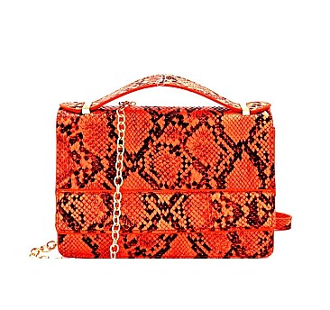 Snake Print Small Flap Satchel Shoulder Bag