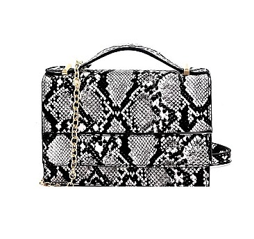 Snake Print Small Flap Satchel Shoulder Bag