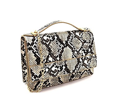 Snake Print Small Flap Satchel Shoulder Bag