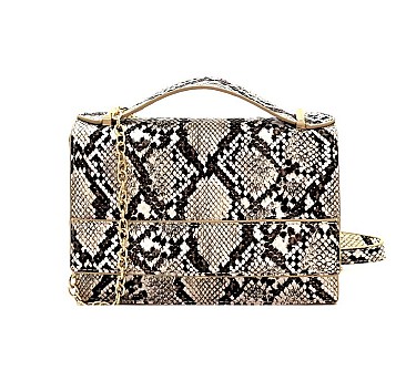 Snake Print Small Flap Satchel Shoulder Bag