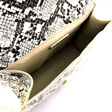 Snake Print Small Flap Satchel Shoulder Bag