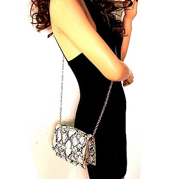 Snake Print Small Flap Satchel Shoulder Bag