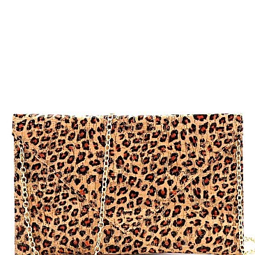 Stylish Leopard Print Cork Texture Envelope Clutch Shoulder Bag MH-PPC6624
